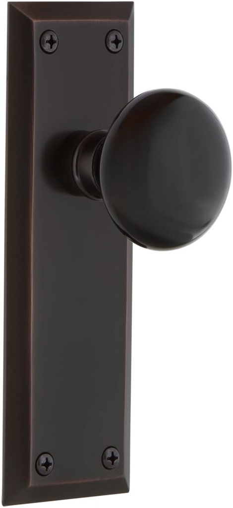 Nostalgic Warehouse New York Plate & Interior Black Porcelain Round Door Knob