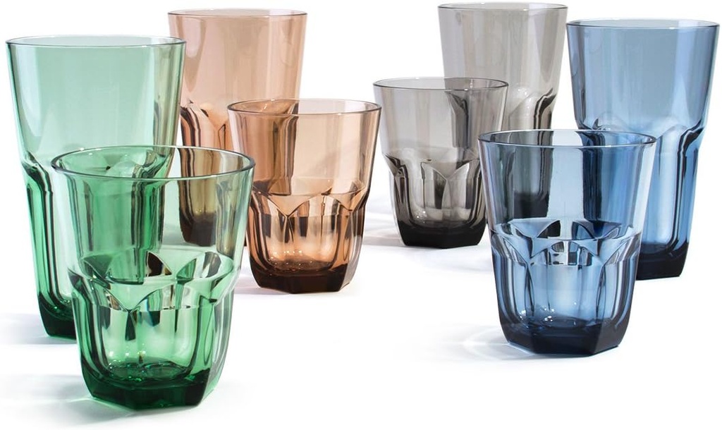 Cupture Everyday Cup - Plastic Tumblers BPA Free, 22 oz / 14 oz, 8-Pack (Assorted Colors)