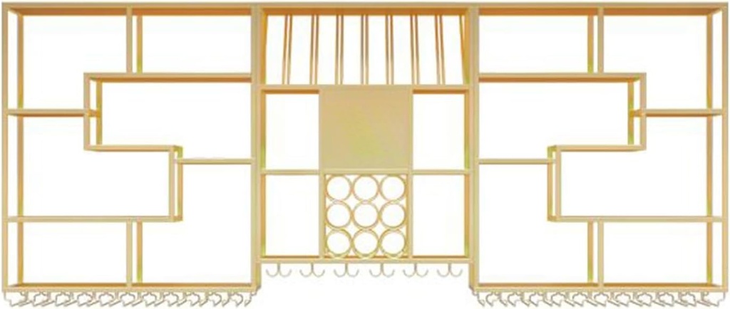 Modern Wine Rack Wall Mounted With LED Light,Floating Bar Shelves,Iron Wine Shelf With Wine Glass Holder,Liquor Bottle Display Shelf,Wine Storage Racks,For Kitchen Wine Cellar(Gold,300cm/118.2in)
