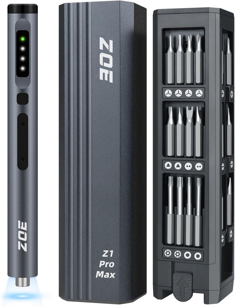 ZOE Electric Screwdriver, Mini Precision Screwdriver Set Cordless Screw driver Kit Small Power Magnetic Storage Bits, Settings Repair Tool Kit for Electronics Laptop Phone Camera Glasses Watch