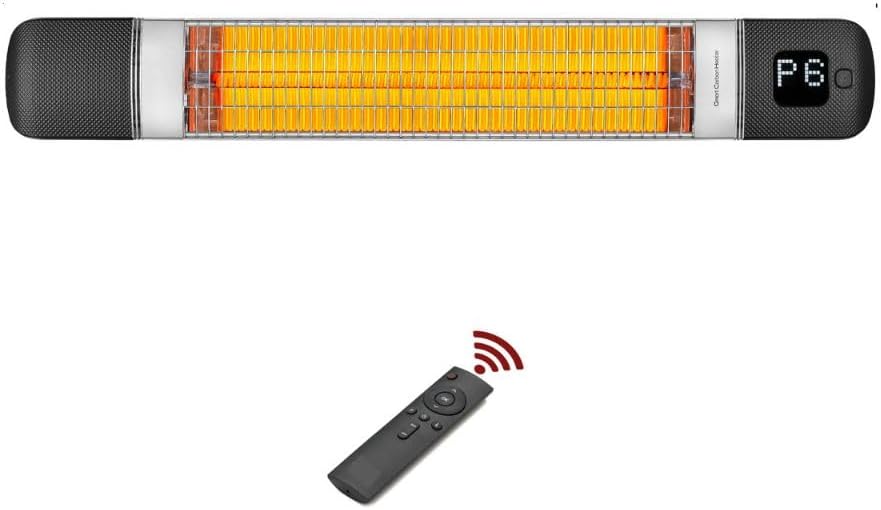 Infrared Patio Heater, Carbon Wall Mounted Heater 300/1500W, 6 Heat Modes Outdoor Heater, IP55 Waterproof, Instant Heat in 3 Seconds, Remote Control (BLACK)