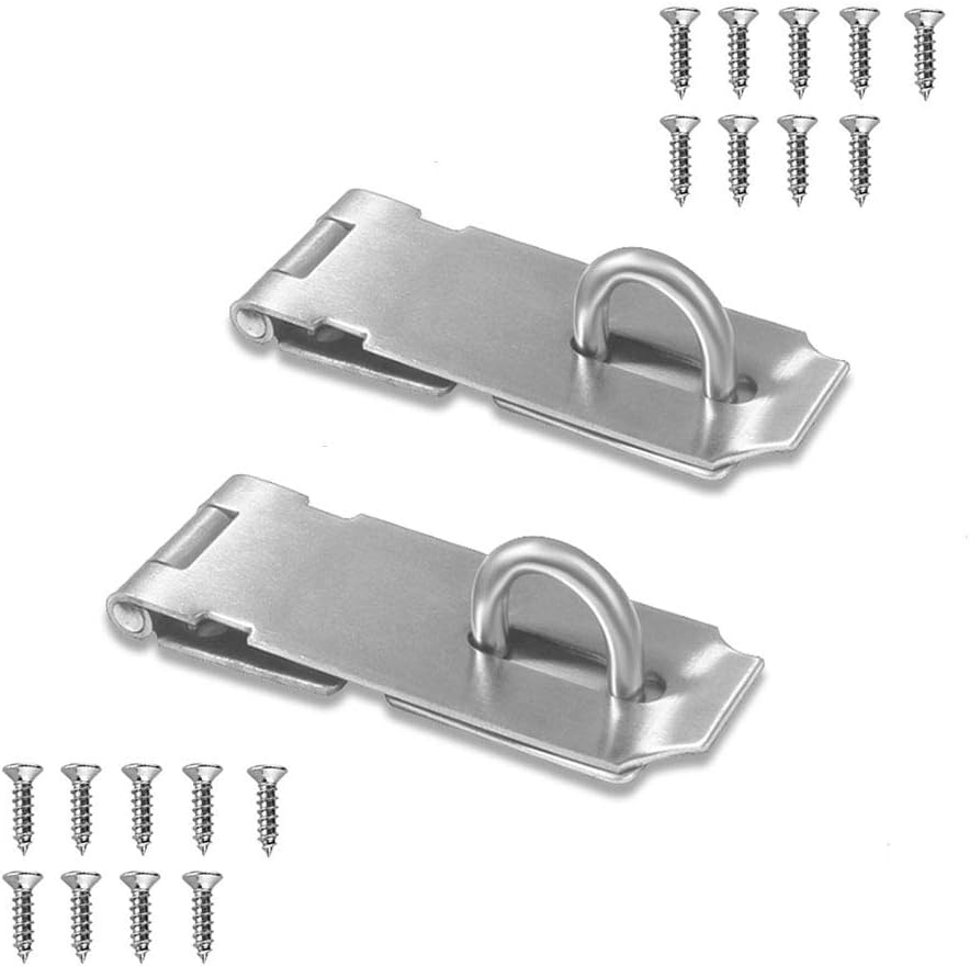 Door Locks Hasp Latch, 5 Inch Stainless Steel Safety Packlock Clasp Hasp Lock Latch, Extra Thick Gate Lock Hasp with Screws Brushed Finish 2 Pack (5inch)
