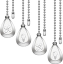 4 Pieces Ceiling Fan Pull Chain Extender Ornament 12 Inch Ceiling Pull Chain Extension Classic Drop Shaped Pendant Beaded Ball Cord for Fan Light lamp Decorative with Connector(Silver)