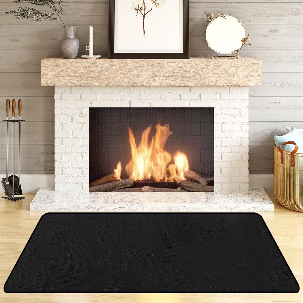 Hearth Rugs Fireproof, Fireplace Rug, Fireplace Mat, Fireplace Rugs Fire Resistant, 46" x26”, Heated Floor Mat for Outdoor Grills, Fire Pits, Smokers, Woodstoves, ER001