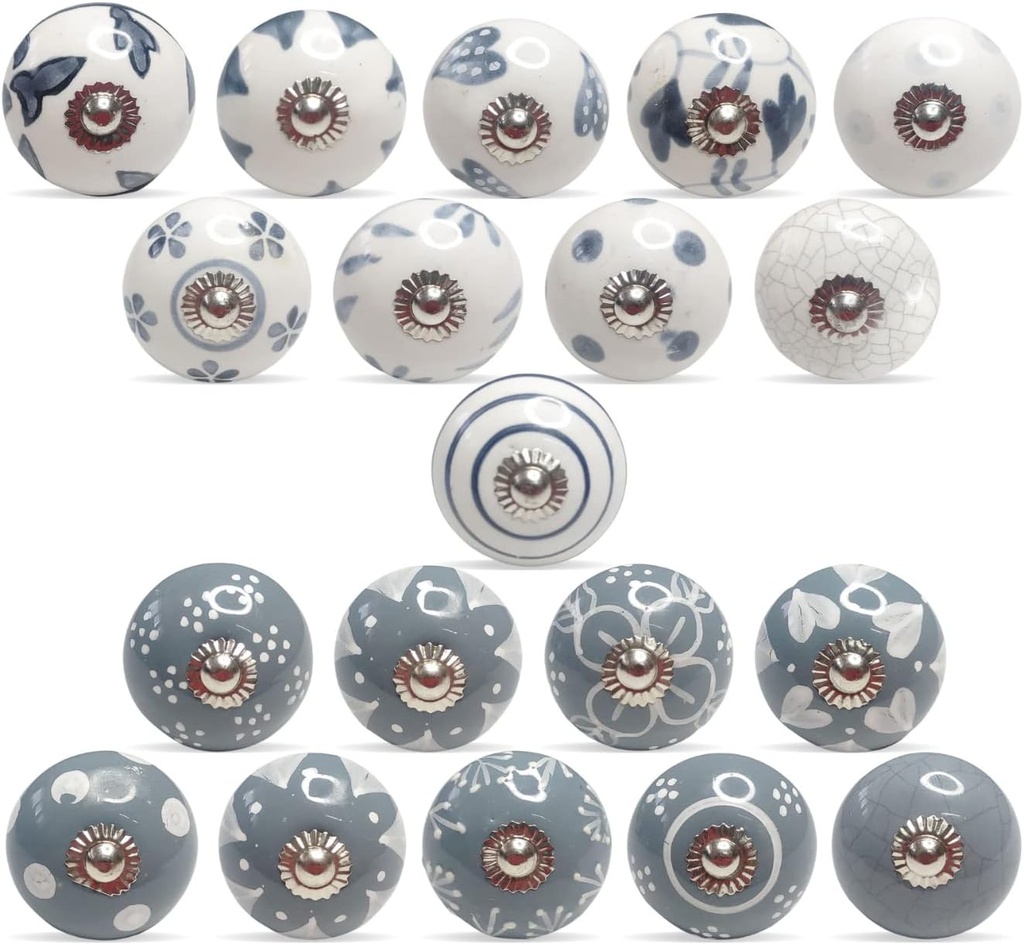 Hashcart Ceramic Cabinet Knob - 20 Pcs of Unique Round Dresser Knobs, Knobs for Cabinets and Drawers, Perfect Drawer Knobs for Home & Office, 2 Colored Kitchen Cabinet Knob