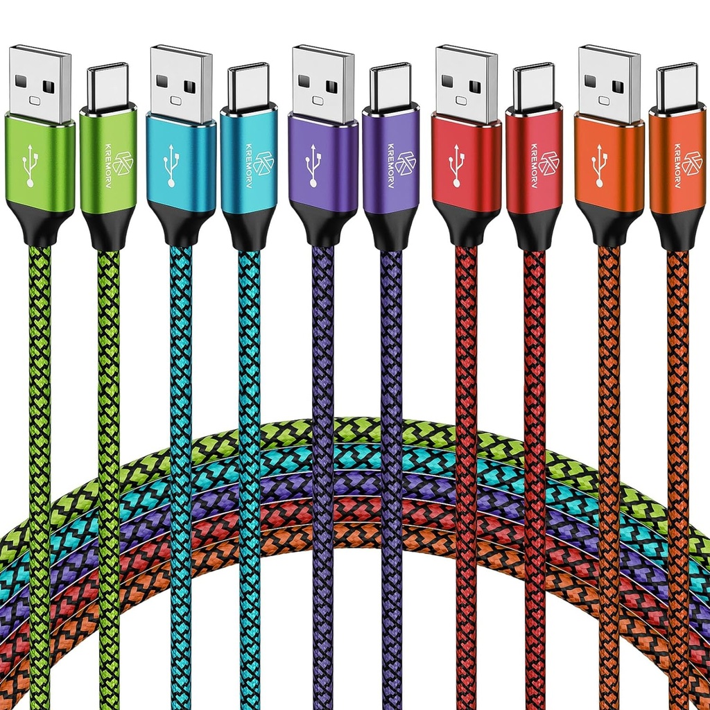 USB Type C Cable 5-Pack 10ft USB A to Type C Cable 10 Feet Extra Long Fast Charging Type C Cord Phone Charger for Samsung Galaxy S10 S9 S8 Note 9 8 10, LG G8 G7 G6 V30 G8 G7