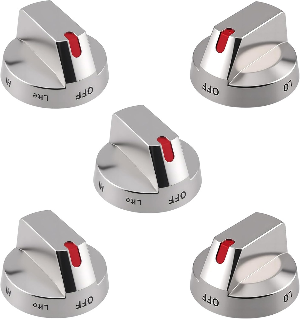 【5-Pack】 Upgraded DG64-00473A Burner Control Dial Knob Range Oven Replacement Compatible with Samsung Gas Range/Oven/Stove,Sturdy Stainless Steel Reinforcement Ring.