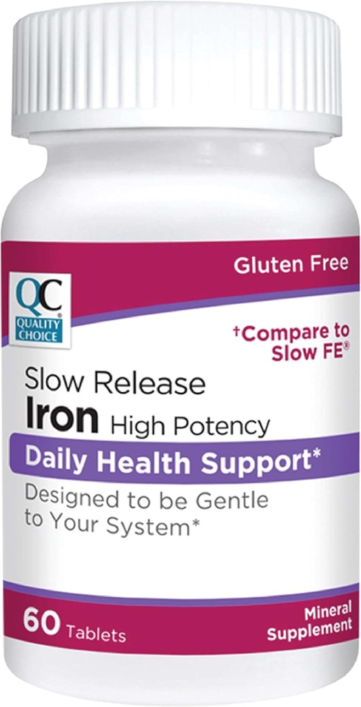 [BRSWGZI7PMPAMFY3] Quality Choice Iron High Potency Slow Release Tablets, 45mg, 60 Tabets Each (Pack of 3)