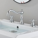 Vintage Sink Faucet Bathroom 3 Hole, Hot and Cold Sink Mixer Tap Faucet, Brass Bathroom Faucet, Double Cross Handle Mixer Bathroom Sink Tap, 2 Handle Bathroom Faucet, Chrome
