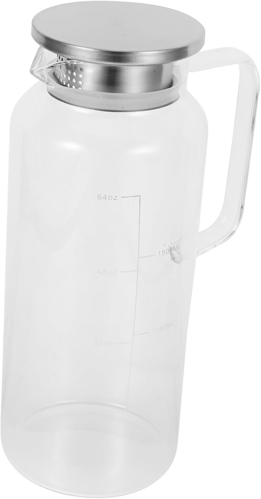 Ciieeo Cold Water Jug Glass Beverage Kettle Capacity for Iced Tea Juice Refreshing Drinks Sturdy Handle for Parties and Gatherings