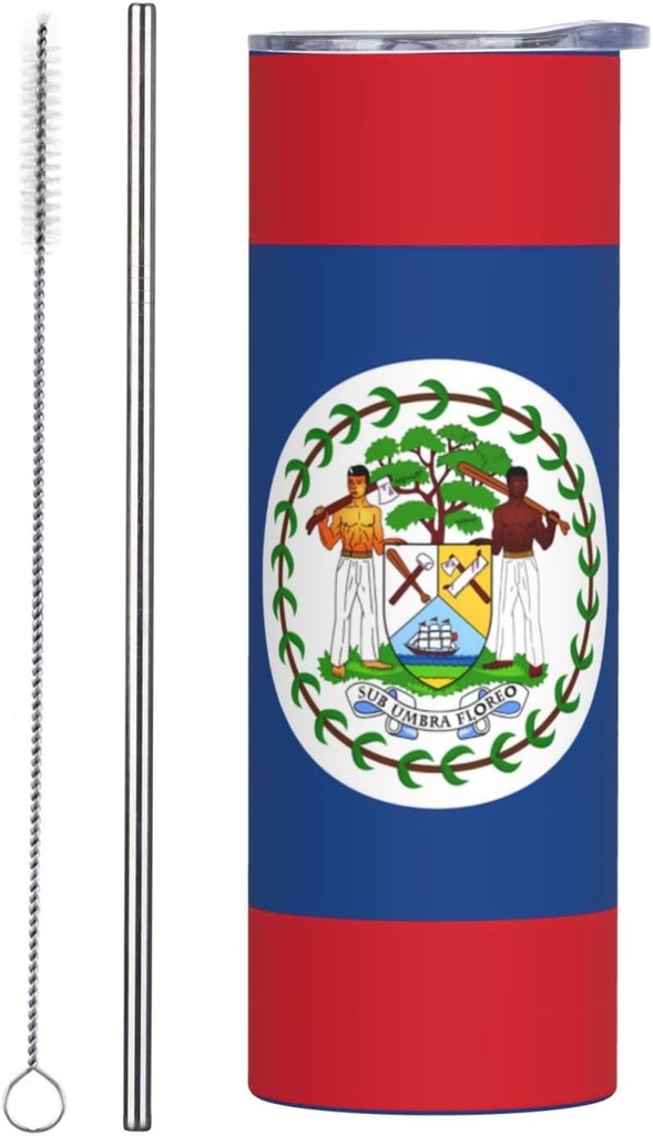 20ozBelize Flag stainless steel straw lid cup, double-layer stainless steel, can be drunk directly or with a straw
