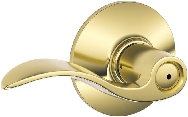 Schlage Accent Lever Bed and Bath Lock in Bright Brass with Bright Chrome Interior