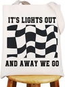 JNIAP Racing Tote Bag Car Racing Lover Gifts Racing Race Day Gifts It’s Lights Out And Away We Go Shoulder Bag