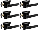 Karlstone 6 Pack Matte Black Door Handle Passage Lever Door Handle Square Non-Locking Lever Set,Reversible for Right & Left Sided Doors Heavy Duty