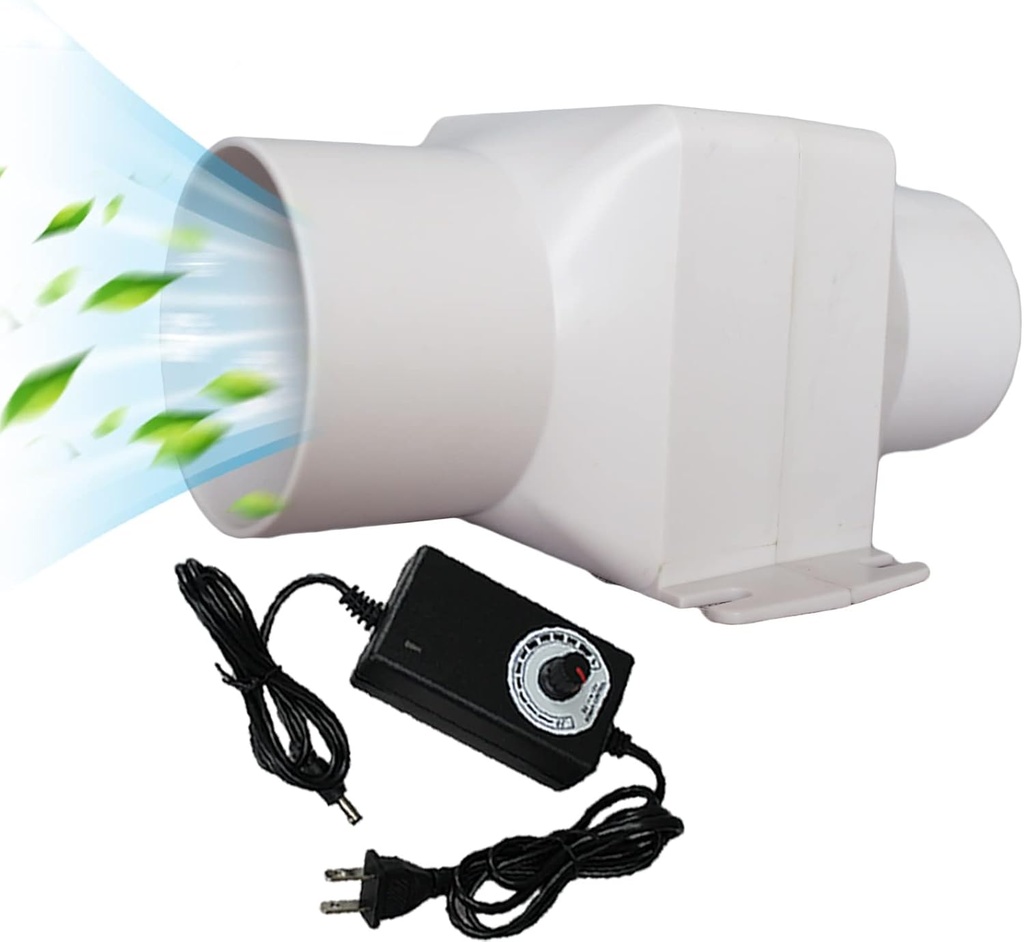 12V Inline Duct Fan Mini Attic Vent Booster 2.4“ 60Mm 58Cfm Variable Exhaust Blower for HVAC Ventilation Bathroom Kitchen Grow Tent (Color : Adjustable Speed, Size : 14w)