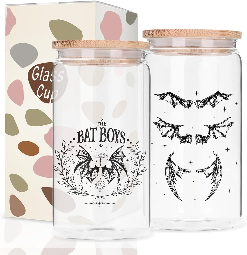 Dargon Lover Gifts For Women, 16oz Can Glass Cup With Lid And Straw(Style 2)