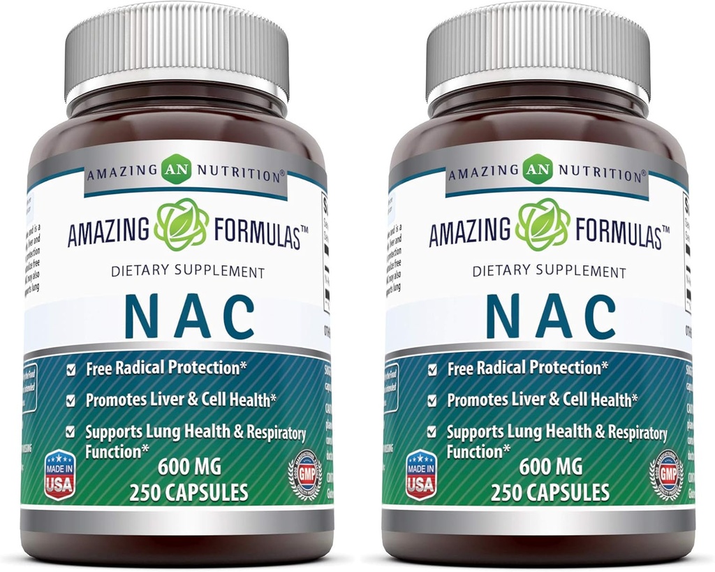 [BRSWYZQ3BVYBSA3K] Amazing Formulas NAC 600 Mg | N-Acetyl Cysteine Supplement | Capsules | Non-GMO | Gluten Free | Made in USA (2 Pack, 250 Count)
