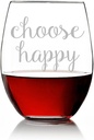 Choose Happy Stemless Wine Glass (Set of 4)
