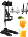 Hand Press Juicer Machine, Cast Iron Citrus Juicer Countertop Squeezer For Fresh Orange Juice Includes 2 Moulds And 2 Small Juicers Cast Iron Citrus Juicer(Black)