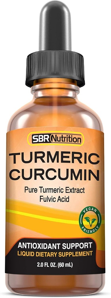[BRSWKHYKCYIGGC35] Max Absorption Liquid Turmeric Curcumin Drops | for Joint, Back, Ache, Digestion Support | Liposomal Organic Turmeric Root Extract with Fulvic Acid | Vegan, Non-GMO, Made in USA