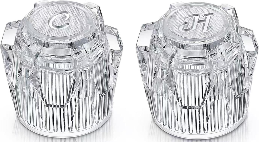 Shower tub Replacement knob，Compatible with Phoenix Mobile Household Sink Bathtub Shower.Transparent Acrylic， Two，Hot and Cold Control，LT-YKLBS-3