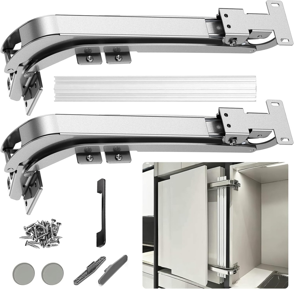 Cabinet Sliding Door Hinge with Handle, 180 Degree Swing Cabinet Door, Suitable for cabinets, Shoe cabinets, wardrobes, Corner Cabinet Doors (Bus Door Hinge, Set, 1)
