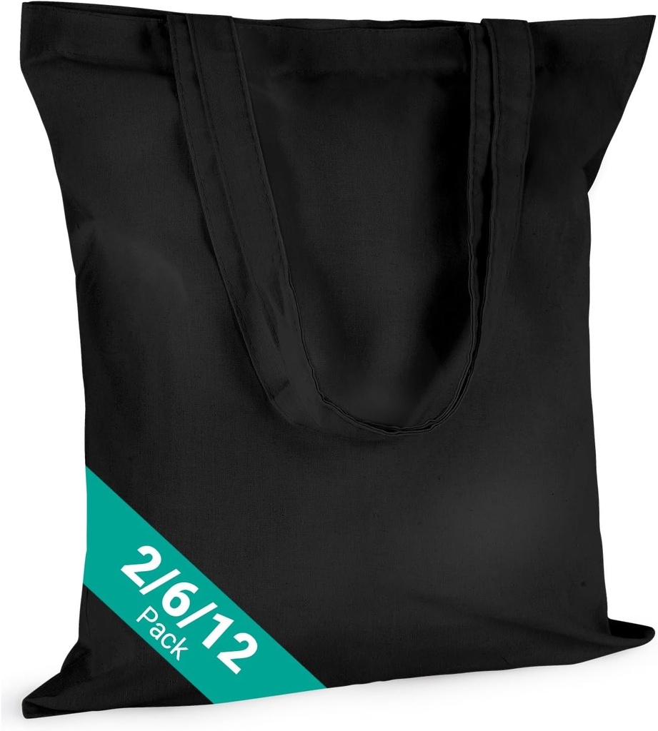 Reusable Canvas Tote Bags - Lightweight Foldable Blank Grocery Bags, Eco-Friendly & Heavy Duty Tote Bags