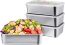 4pcs Stainless Steel Food Containers, Leak Proof Food Container with Lids, Reusable Container for Snacks, Prep Containers Metal Lunch Container for Office