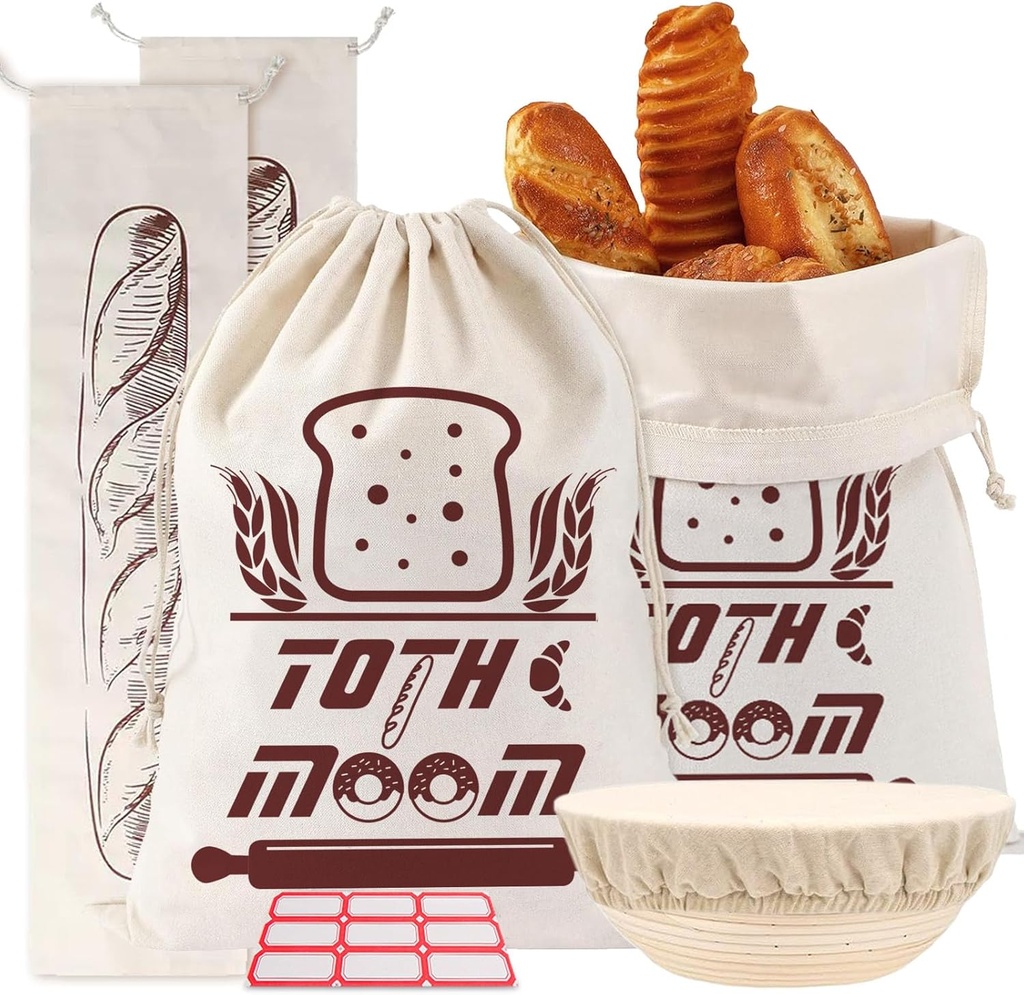 Sourdough Bread Bags Reusable - 6 Pcs Linen Bread Bags For Sourdough BagBakery Essentials Keep Your Loaf Fresh for Days Easy to Clean Cotton Storage he Suitable Fresh Keeping