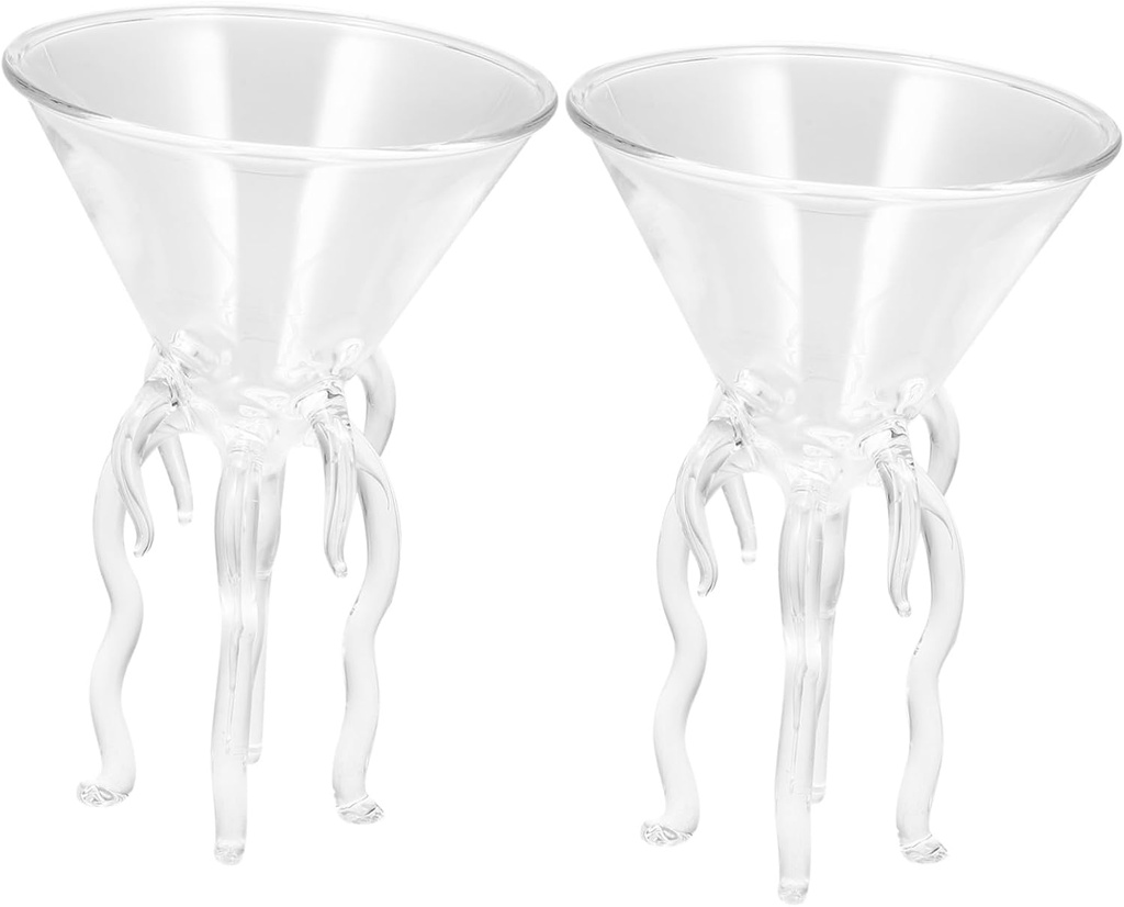 VICASKY 2pcs Octopus Cocktail Cups High Grade Stemmed Wine Glasses for Party Home Use Unique Drinking Glassware Gift