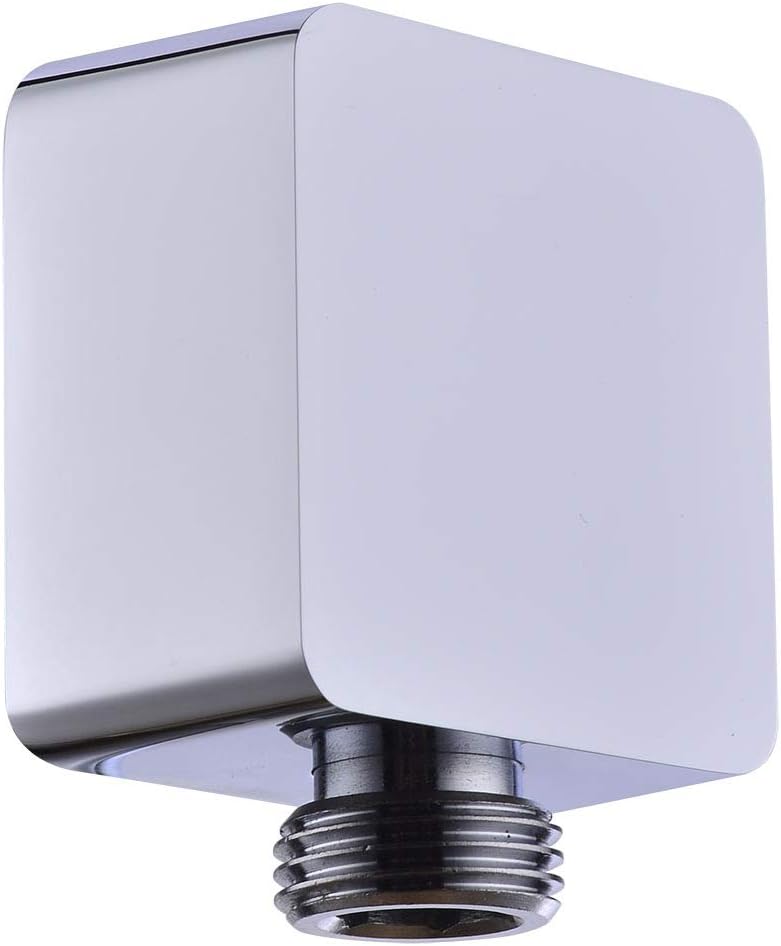 Brass Wall Supply Elbow, Nicmondo G 1/2” Square Shower Hose Connector, Drop Ell Wall-mounted Union Water Outlet for Handheld Shower Handshower, Chrome