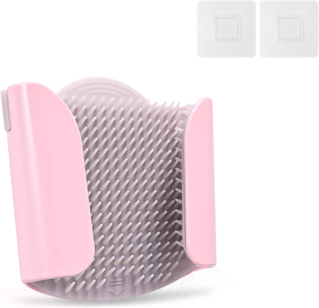 Shower Wall Hair Catcher - Reusable Hair Trap for Drain Protector, Hair Collector with Silicone Bristle, Shower Drain Hair Catcher for Bathroom Bathtub, Easy to Clean & Detachable, Pink