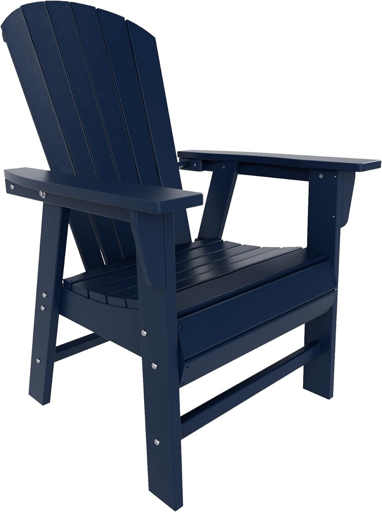 WO Outdoor Adirondack Dining Chair Lounger Seat Retro Beach Aesthetic Seat Furniture for Outside Restaurant Dining, Home, Balcony, Terrace, Lawn, Pool, Deck, Garden (Navy Blue)