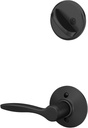 Schlage F59DEL622RH Standard Front Entry Handleset with Right Handed Delfayo Door Lever Interior Side Grip, Matte Black