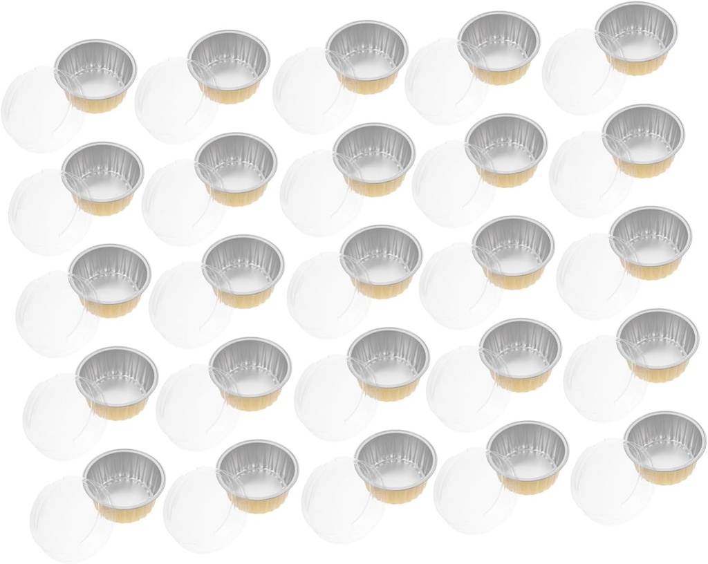 Wakauto 25pcs Food Grade Aluminum Foil Cake Boxes with Transparent Lids Oil Dessert Containers for Party Portable and Compact Storage Holders for Homemade Cakes and Sweets