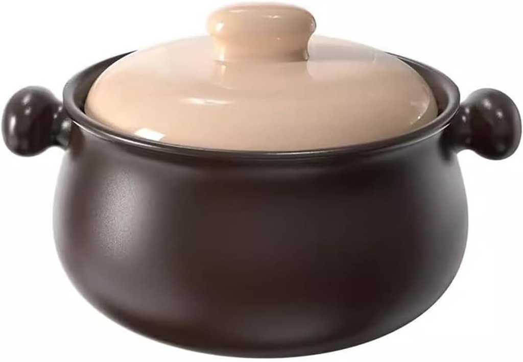 Ceramic Slow Cooker, Stoneware Casserole with lid, Soup Pot for stew, Soup, Rice(1.8L)