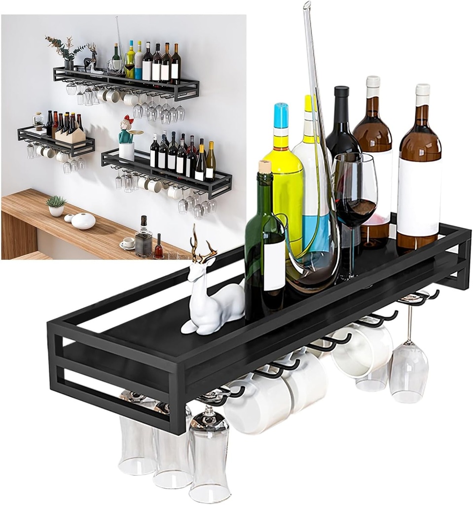 LIGUOYI Wine Glass Rack Wall, Wine Glass Hanger 24/31/39IN Wine Stemware Holder Easy to Install, Wine Champagne Goblets Holder with Screws for Kitchen Wine Cellar Bar