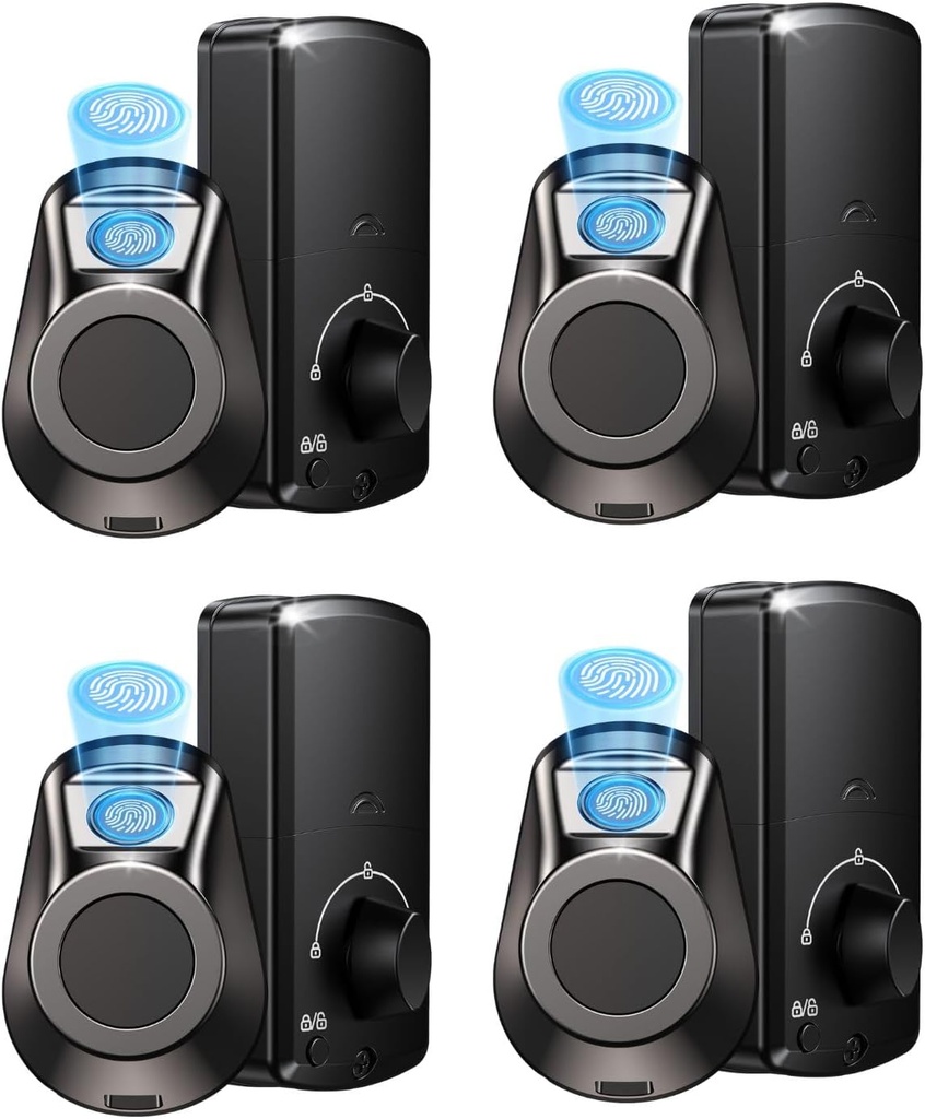 SEPOX® 4PC Set Smart Deadbolt Lock - 5-in-1 Keyless Entry (Fingerprint, Bluetooth, WiFi, Tuya APP, Key) - Auto Lock/Unlock, Front & Bedroom Door Compatible, Lever & Knob
