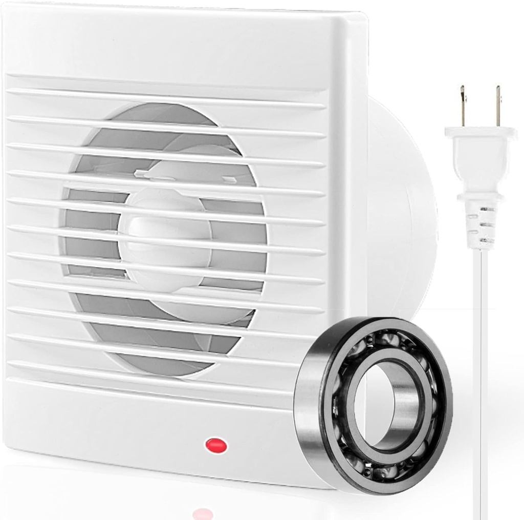 6 Inch Bathroom Exhaust Fan, 188CFM Bathroom Extractor Ventilation Fan Glass and Wall Mount Exhaust Fan with Check Valve, LED Indicator for Attic Garage