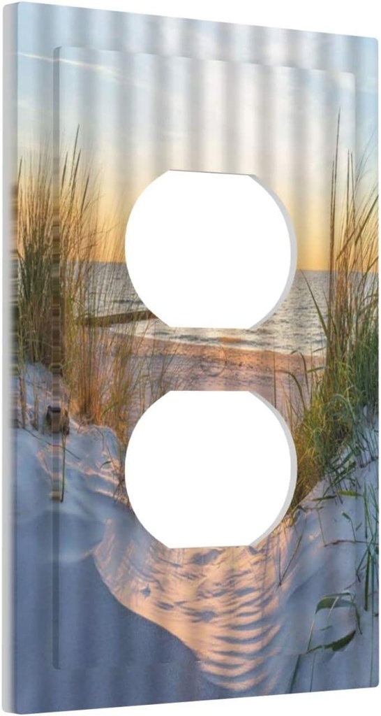 Beach Ocean Sunrise Seacoast Sunset 1 Gang Duplex Light Switch Cover Outlet Covers Decorative Wall Plate Receptacle Switchplate Electrical Faceplate for Bathroom Living Room Decor