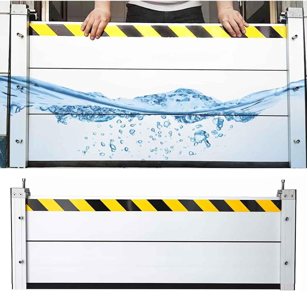 Heavy Duty Aluminum Flood Barrier for Garage Door - Stackable Flood Protection Panels, Reusable Screw-Mounted Water Barrier for Home/Outdoor, 160MPa Certified (Silver)(H/1.31ft/40cm,L/3.28ft/100cm)