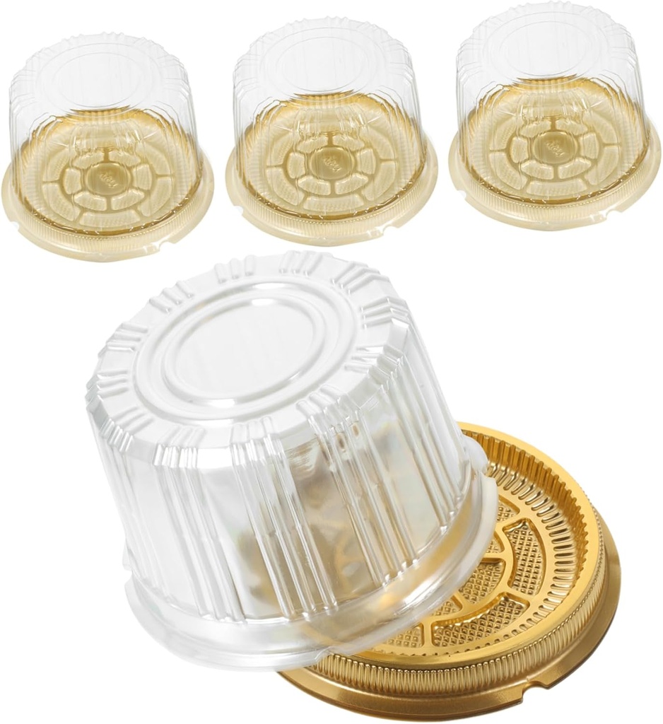 10-Pack Thick PET Cake Cheesecake Containers with Lids 4-Inch Portable Plastic Cake Slice Carrier for Baking Desserts and Parties Random Color