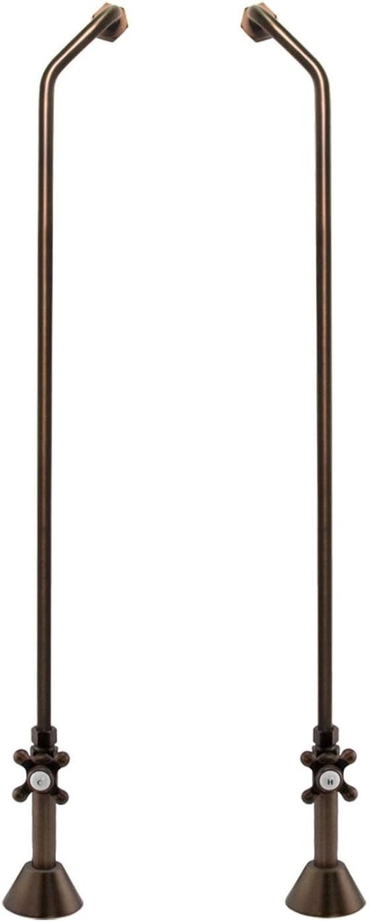 Signature Hardware 139892 Freestanding Offset Tub Supply Lines with Cross Handle Shutoff Valves - For Copper Pipes