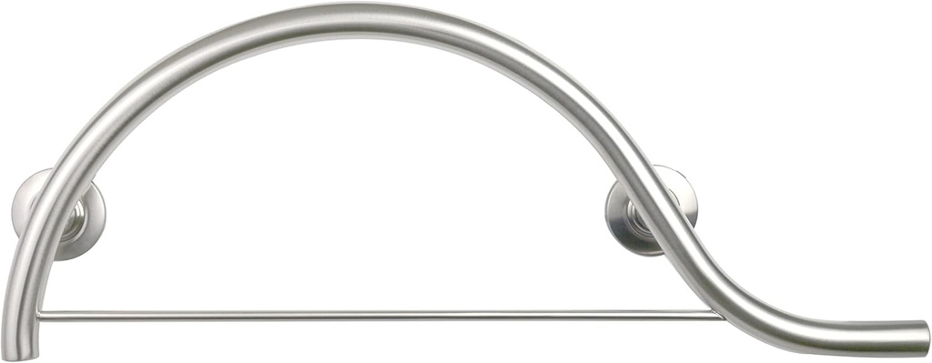 30-inch Designer Curved/Waved Bathroom Shower Grab Bar with Towel Bar, Right-Handed, Satin
