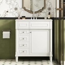 30 Inch Bathroom Vanity with Ceramic Sink, Modern Sink Cabinet with 2 Drawers, Single Door and Adjustable Shelf, Solid Wood Frame Vanity for Small Bathroom or Powder Room