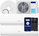 DELLA 18K BTU 2 Zone 9000 12000 BTU Mini Split AC & Heat Pump, Energy Star 22 SEER2 Inverter 230V Ductless AC System for Rooms up to 950 Sq.Ft, WiFi & Voice Control, Pre-Charged,16.4ft Install Kit