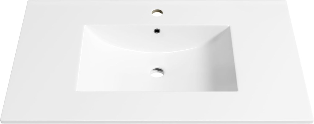 Eridanus 37"x22" Bathroom Sink, Ceramic Bathroom Vanity Sink Top with Overflow, Drop in Bathroom Vessel Sink Rectangle Ideal for Small Spaces ‎- Glossy White