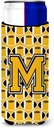 Letter M Football Black, Old Gold and White Ultra Beverage Insulators for slim cans