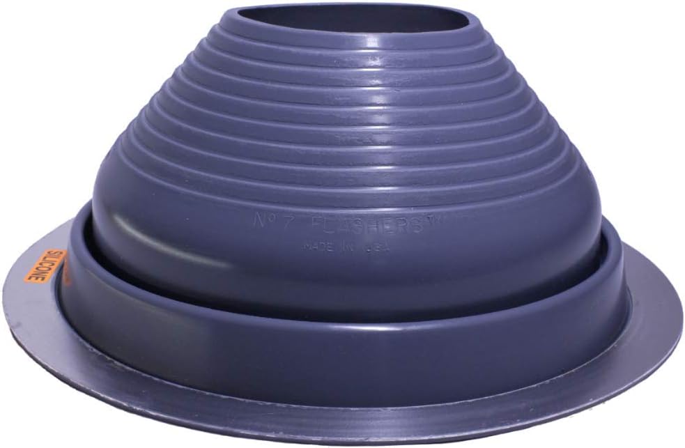 Flashers #7 Silicone Grey High Temp Round Flexible Roof Jack Pipe Boot Metal Roofing Pipe Flashing (Pipe OD 6" to 11") - 100% Made in The USA