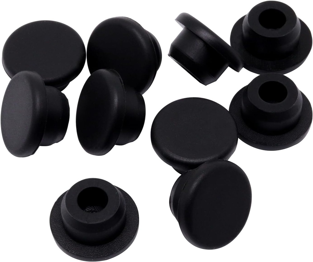 Black Rubber Stopper, Silicone Tub Stopper Hole Plugs for Bathtub Jet Covers Furniture (19mm, 10pcs)